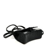 Shiny Calfskin Monochrome Crocodile Embossed Hourglass Top Handle Bag Mini Black