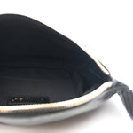 Crumpled Glazed Lambskin Quilted Waist Bag Fanny Pack Black
