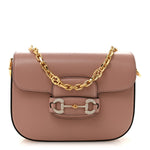 Azalea Calfskin Crystal GG Monogram Mini Horsebit 1955 Shoulder Bag Dusty Rose