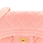 Velvet Quilted Mini Flap Pink