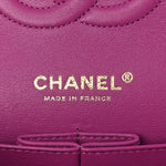 Lambskin Quilted Medium Double Flap Blue Pink