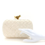 Foulard Intrecciato Minaudiere Knot Clutch Bone