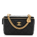 Caviar Quilted Sweetheart Vanity Case Black