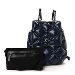 Calfskin Quilted Chesterfield Backpack Blue