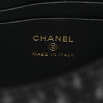 Washed Denim Quilted Coco Handle Clutch With Chain Black