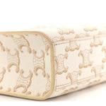 Triomphe Canvas Calfskin Mini Vertical Cabas White