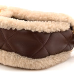 Shearling Lambskin Quilted Mini Furry Coco Flap Beige Dark Brown