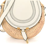 Raffia Small Grain Calfskin Small Marcie Basket Crossbody White