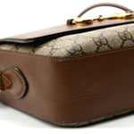 GG Supreme Monogram Small Horsebit 1955 Shoulder Bag Beige Brown Sugar