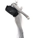 Drummed Calfskin Suede Double Zip Trapeze Black