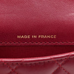 Lambskin Quilted Top Handle Flap Coin Purse With Chain Burgundy