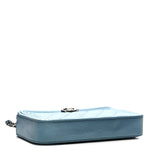 Metallic Caviar Quilted Small Boy Clutch With Chain Turquoise