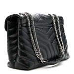 Calfskin Y Quilted Monogram Medium Loulou Chain Satchel Black