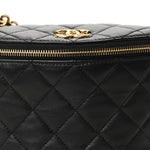 Lambskin Pearl Quilted CC Belt Bag Black