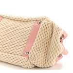 Canvas Woven Lambskin Lax Accordion Hobo Pink