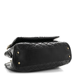 Snakeskin Glazed Calfskin Quilted Urban Mix Tote Black