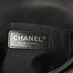 Calfskin Quilted Top Handle Flap Black