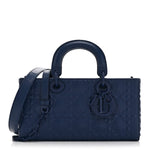 Calfskin Cannage Diamond Medium Lady D-Joy Navy Blue