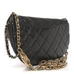 Metallic Calfskin Pearl Quilted CC Belt Bag Ruthenium