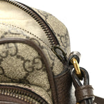 GG Supreme Monogram Textured Dollar Calfskin Web Small Ophidia Convertible Shoulder Bag Beige Ebony New Acero