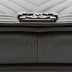 Lambskin Chevron Quilted Medium Boy Flap Grey
