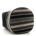 Striped Canvas Deauville Drawstring Backpack Black