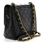 Lambskin Quilted Medium Single Flap Black