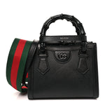 Textured Dollar Calfskin Web Monochrome Mini Diana Tote Bag Black