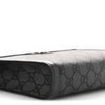 GG Supreme Monogram Textured Dollar Calfskin Web Small Ophidia Shoulder Bag Grey Black Graphite Grey