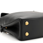 Natural Smooth Calfskin Mini Rodeo Top Handle Handbag Black