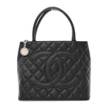 Caviar Quilted Medallion Tote Black