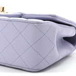 Lambskin Quilted Mini Top Handle Rectangular Flap Light Purple