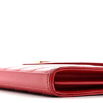 Grain De Poudre Matelasse Chevron Monogram Chain Wallet Red