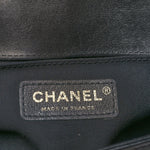 Calfskin Chevron Quilted Small Boy Flap Black