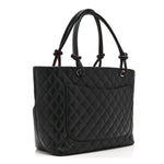 Calfskin Quilted Large Cambon Tote Black