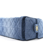 Washed Denim Quilted Mini Chanel 25 Handbag Blue