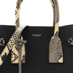 Grained Calfskin Embossed Python Small Sac De Jour Black