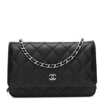 Caviar Quilted Wallet on Chain WOC Black