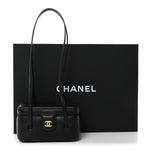 Shiny Caviar Preppy Coco Long Vanity With Strap Black