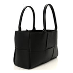 Grained Calfskin Intrecciato Small Arco Tote Black