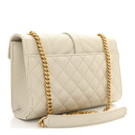 Grain De Poudre Textured Mixed Matelasse Triquilt Small Monogram Satchel Crema Soft