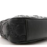 Nylon Calfskin Enamel GG Matelasse Shoulder Bag Black