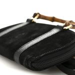 Suede Mini Bamboo Handle Bag Black