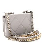Lambskin Quilted Chanel 19 Wallet On Chain WOC Grey