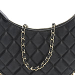 Lambskin Quilted Small Hobo Bag Black