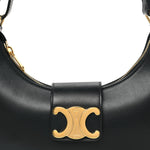 Smooth Calfskin Medium Strap Ava Triomphe Shoulder Bag Black