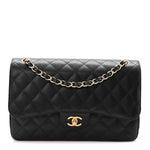 Caviar Quilted Jumbo Double Flap Black