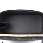 Denim Quilted Vanity Case With Chain Dark Blue