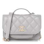 Caviar Quilted Mini Business Affinity Flap Grey