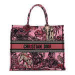 Canvas Embroidered Large Toile de Jouy Voyage Book Tote Fuchsia Multicolor